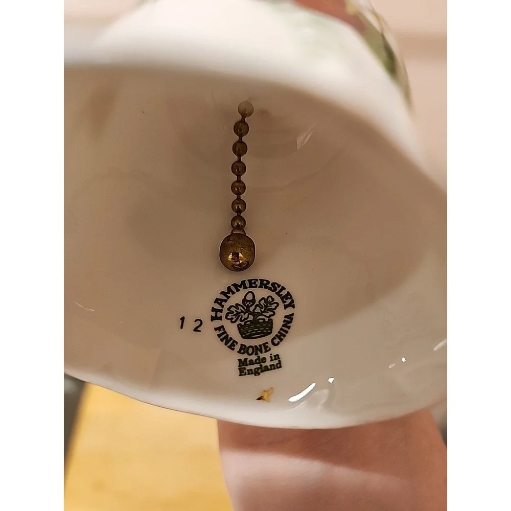 Vintage Porcelain Hand Bell Strawberries Floral Gold Accent‎ Decorative
